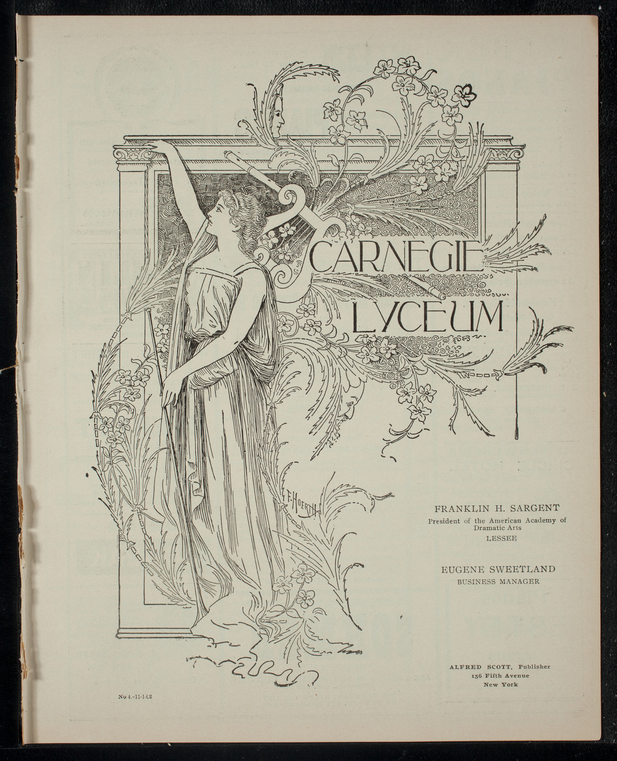 Academy Stock Company of the American Academy of Dramatic Arts/Empire Theatre Dramatic School, November 1, 1902, program page 1