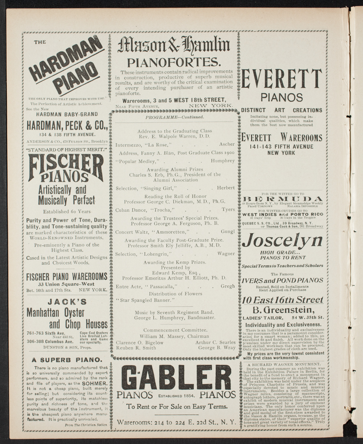 Graduation: College of Pharmacy of the City of New York, May 2, 1900, program page 6