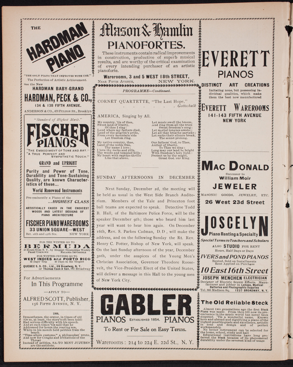 Meeting: YMCA - Mass Meeting for Men, November 25, 1900, program page 6