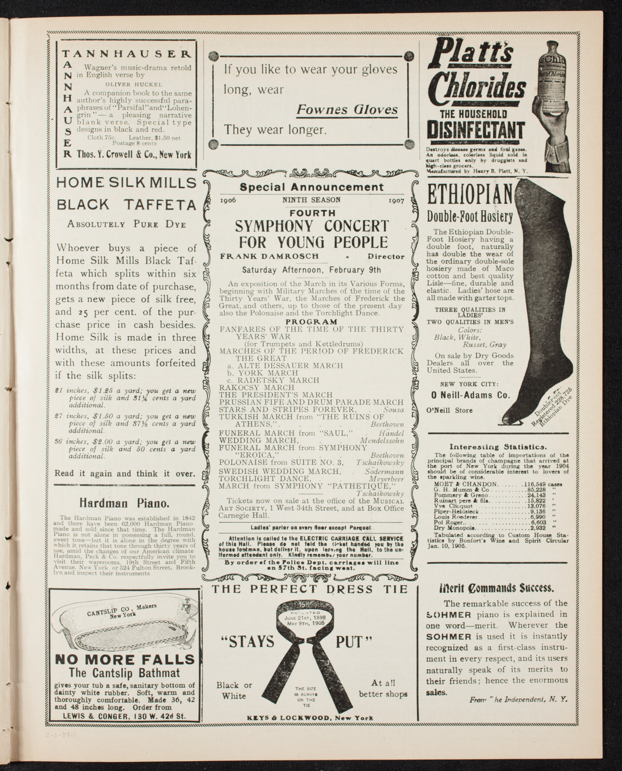 New York Symphony Orchestra, February 2, 1907, program page 9
