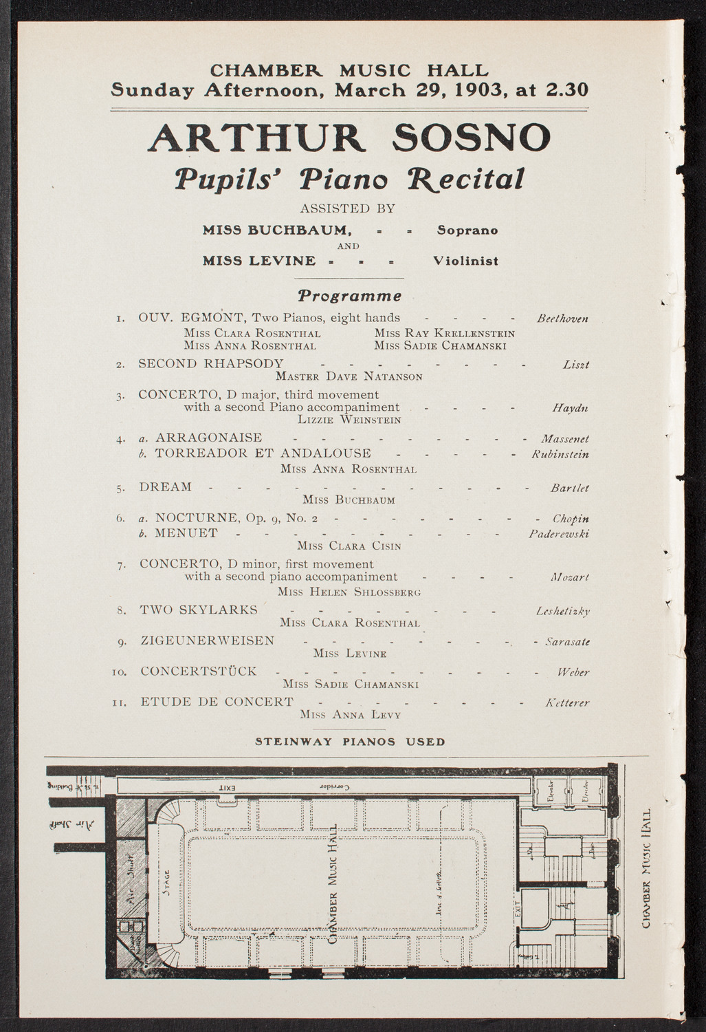 Pupils of Arthur Sosno, March 29, 1903, program page 2
