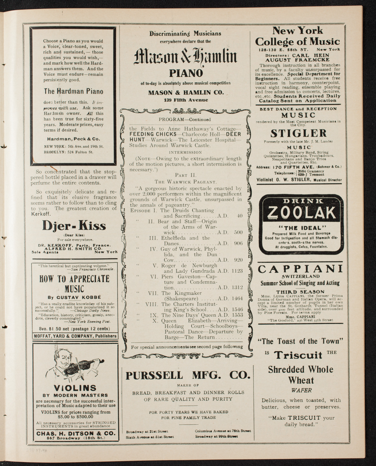 Elmendorf Lecture: England, February 14, 1907, program page 7