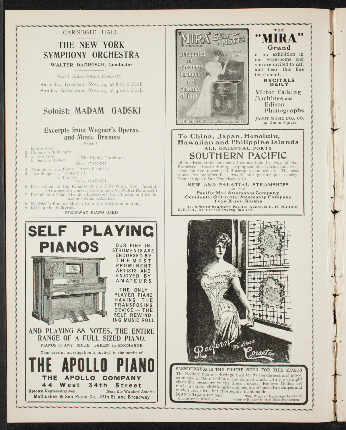 Marcella Sembrich, Soprano, November 20, 1906, program page 2