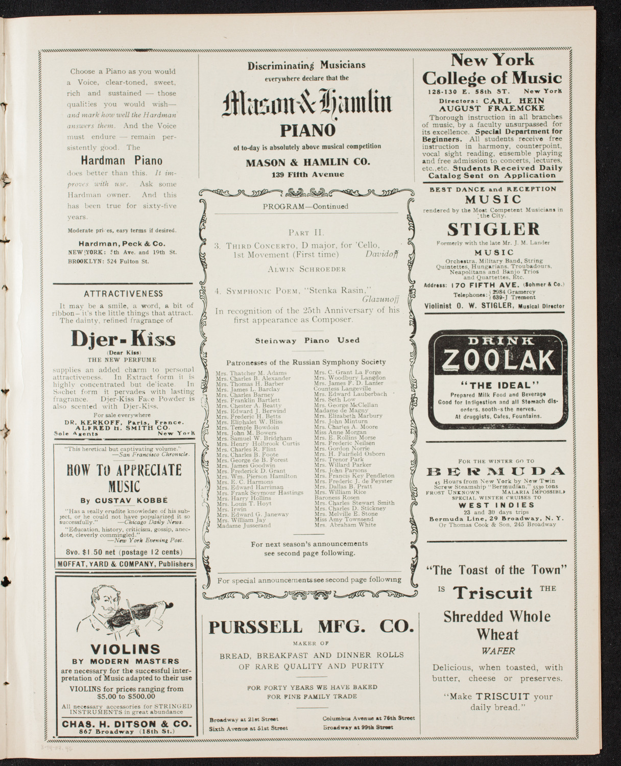 Russian Symphony Society of New York, March 14, 1907, program page 7