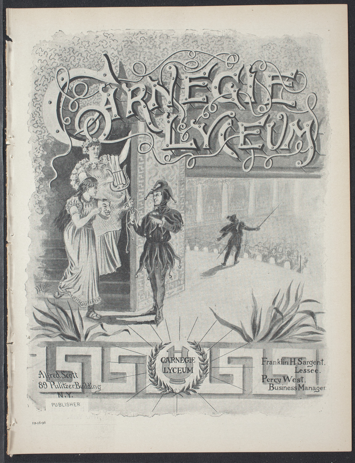 Opening Concert to Introduce Clarence T. Wendell, December 16, 1896, program page 1