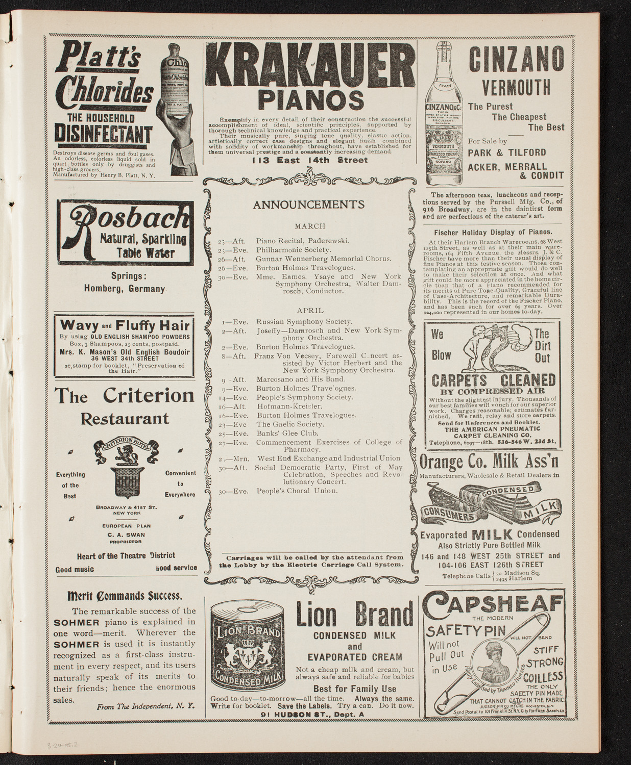 New York Philharmonic, March 24, 1905, program page 3