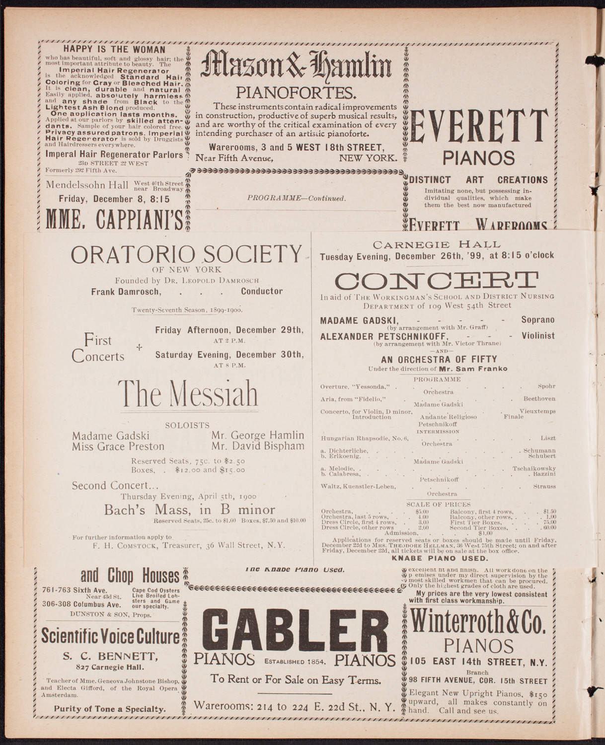 New York Premiere, December 8, 1899, program page 8