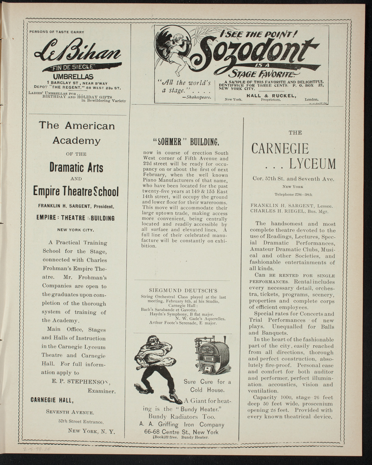 Club Lirica-Dramatico Cubano, February 5, 1898, program page 3
