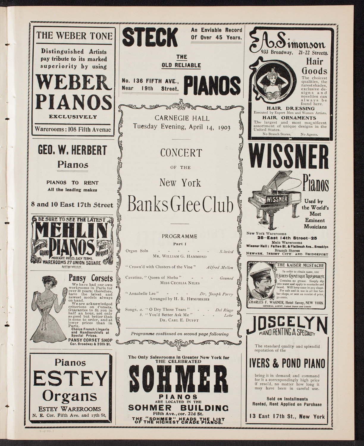 New York Banks Glee Club, April 14, 1903, program page 5