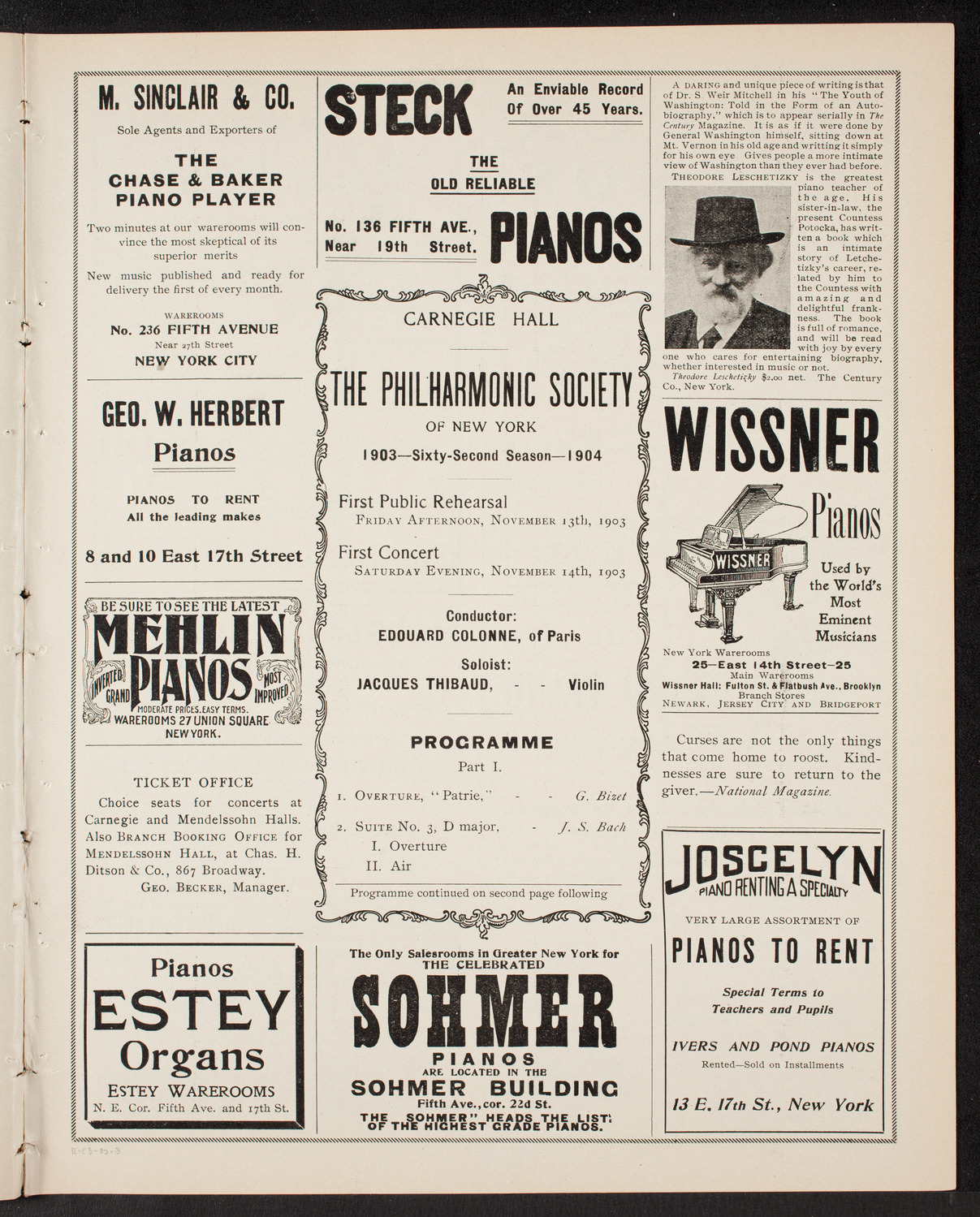 New York Philharmonic, November 13, 1903, program page 5