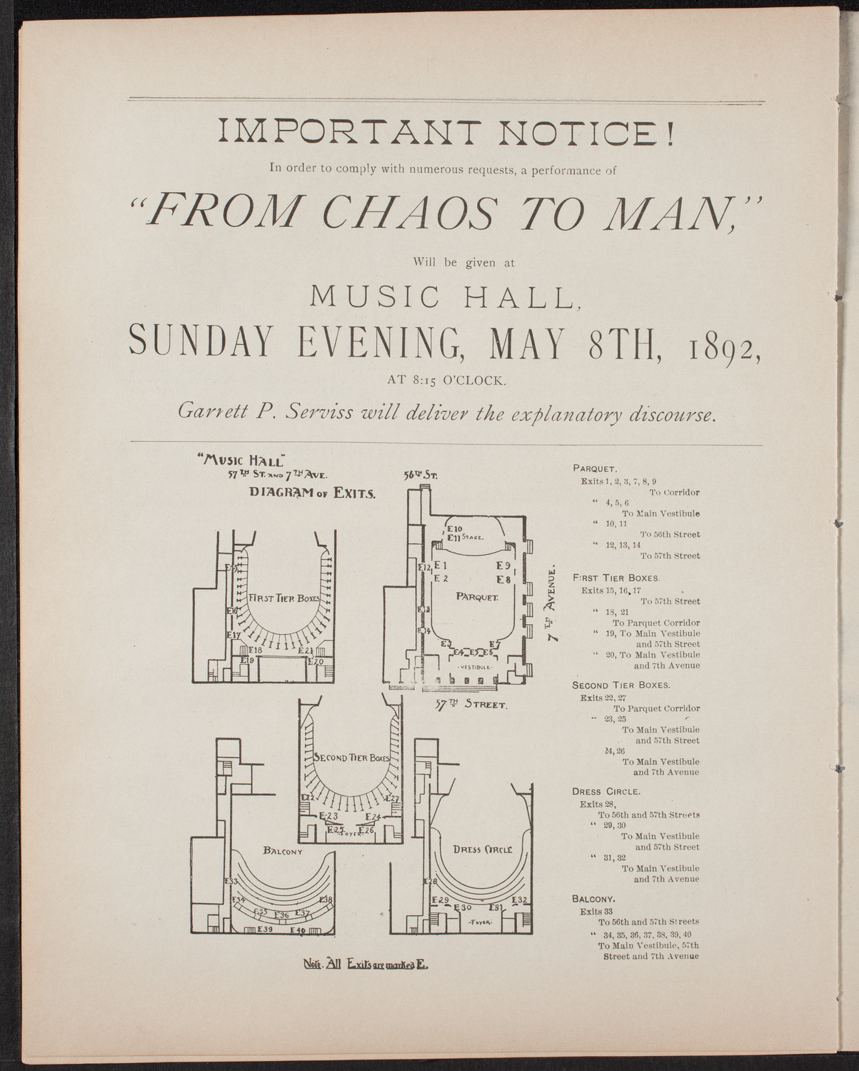 Urania Scientific Theatre, April 30, 1892, program page 10