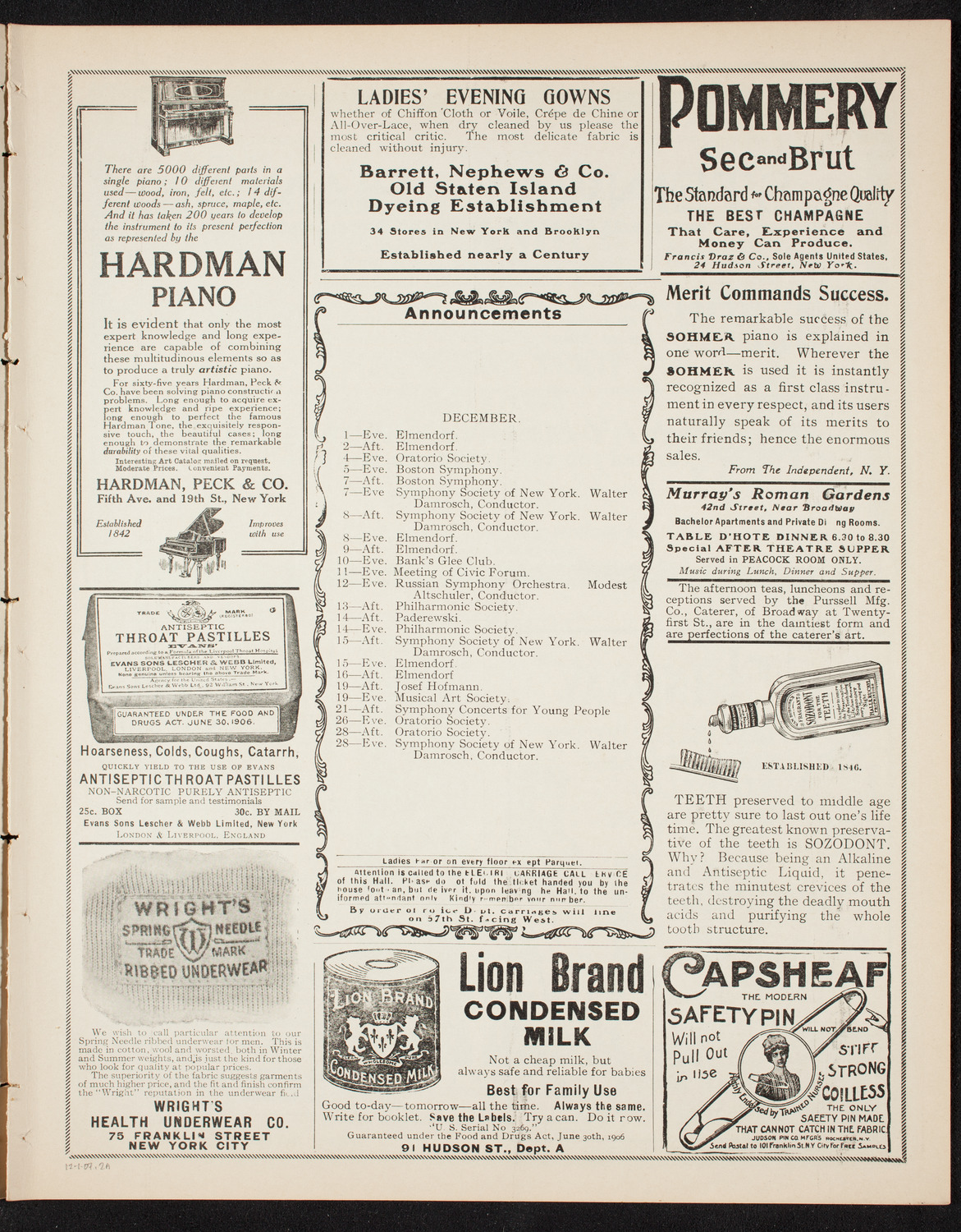 New York Symphony Orchestra, December 1, 1907, program page 3