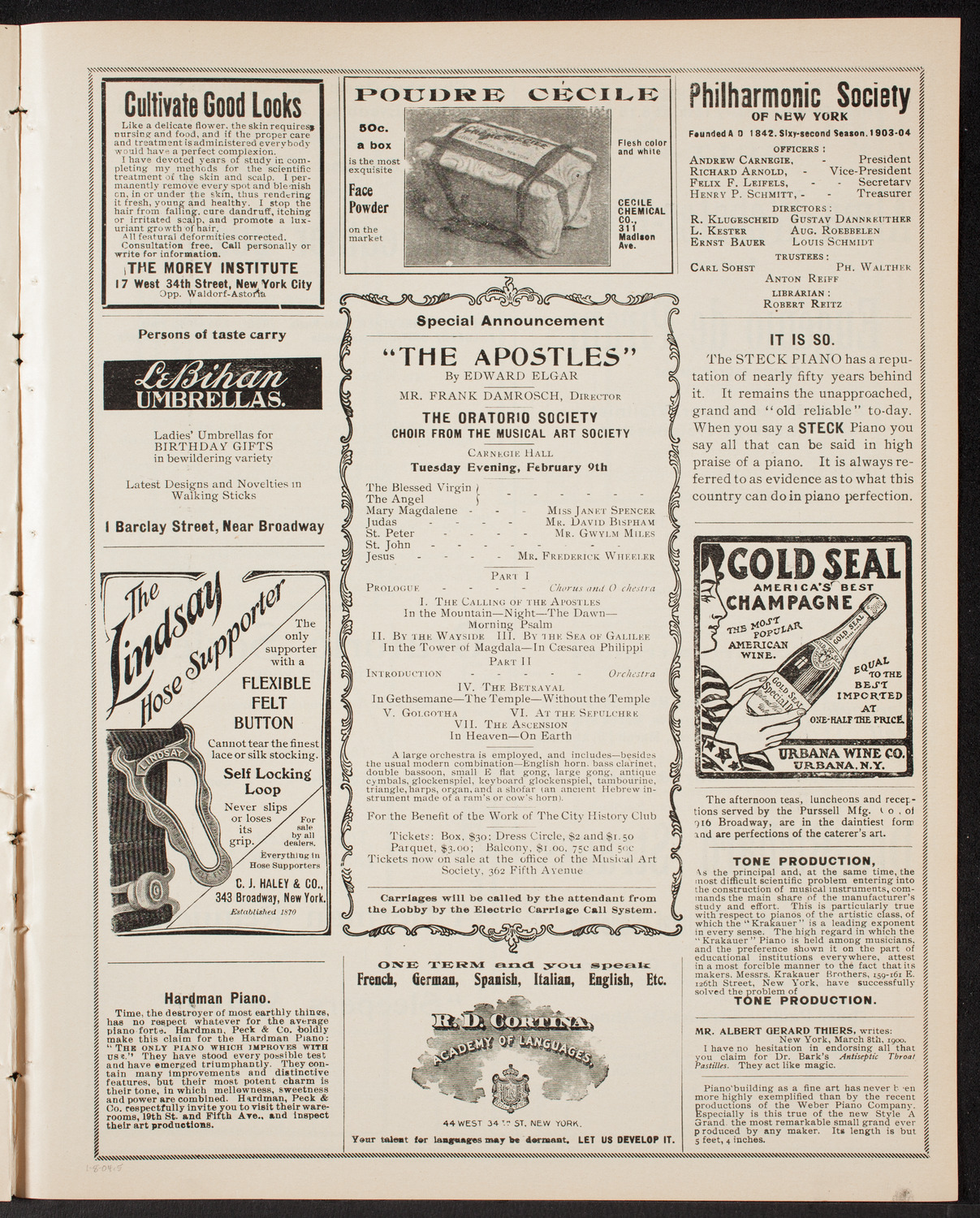 New York Philharmonic, January 8, 1904, program page 9