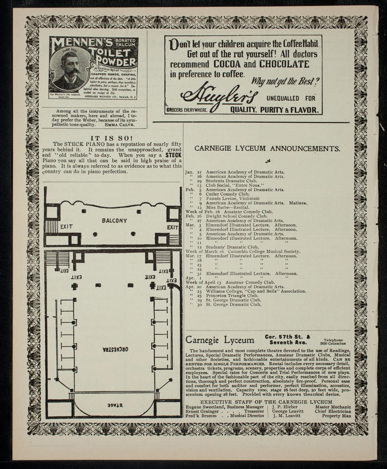 Lecture by Col. E.A. Hauers, January 19, 1903, program page 4