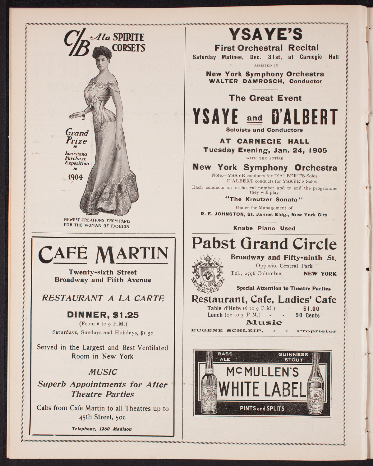 Josef Hofmann, Piano, December 25, 1904, program page 8