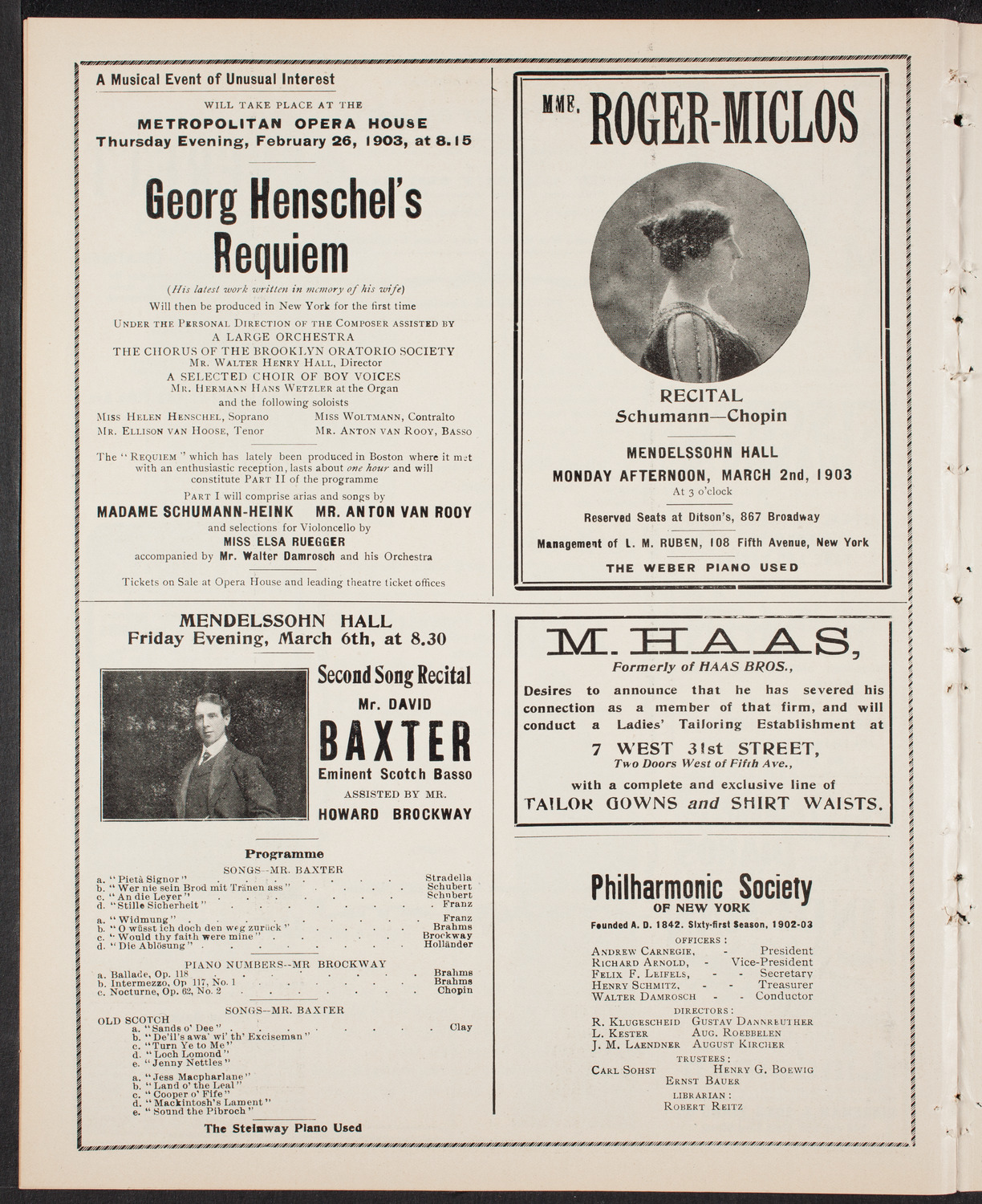 Wetzler Symphony Orchestra, February 24, 1903, program page 8