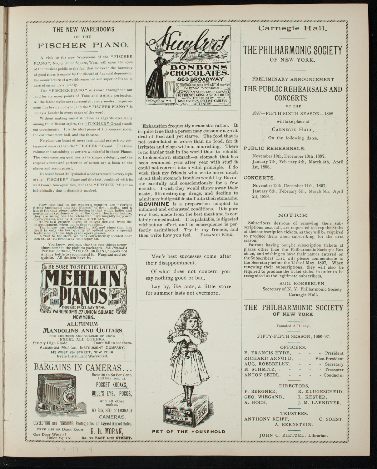 People's Choral Union and Singing Classes, May 2, 1897, program page 7