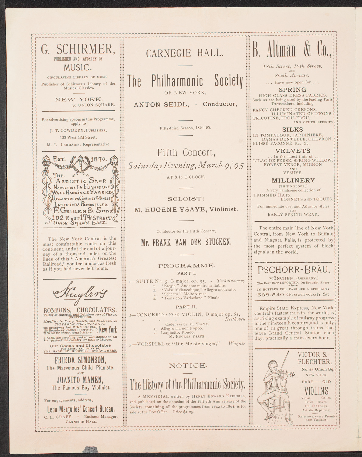 New York Philharmonic, March 9, 1895, program page 2