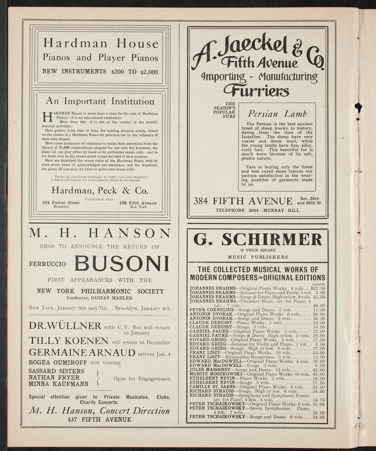 Volpe Symphony Society of New York, December 5, 1909, program page 8