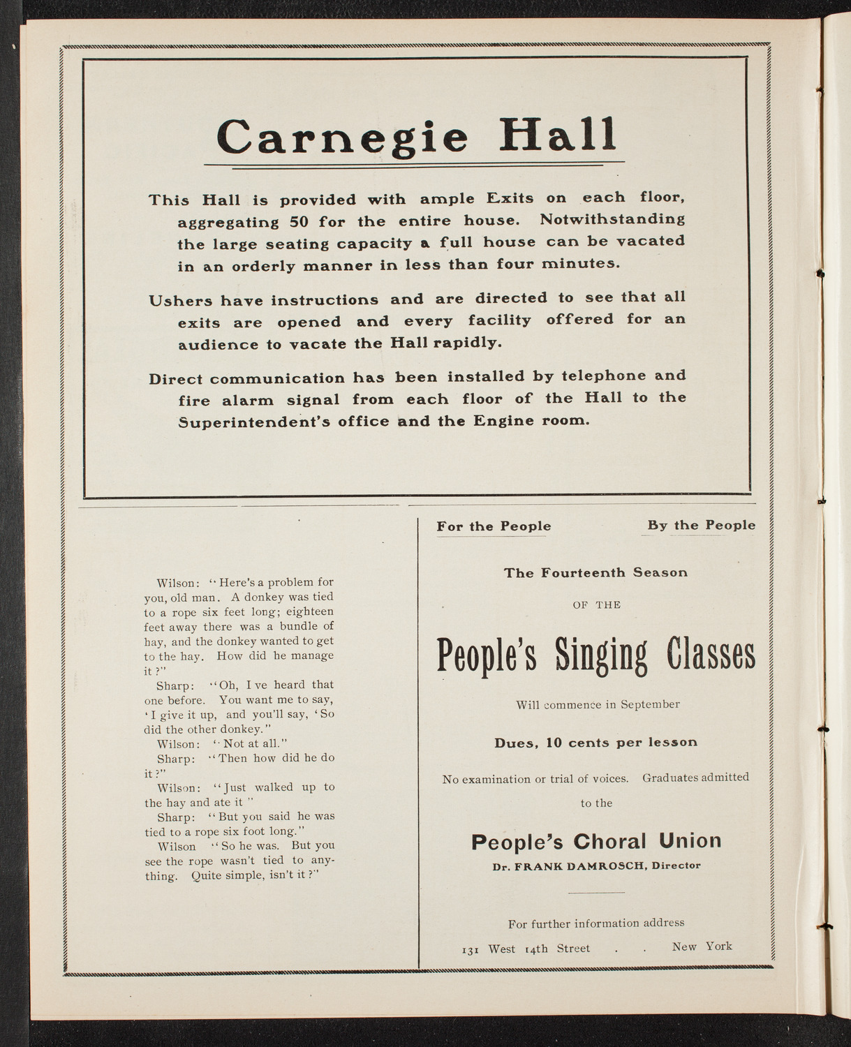People's Singing Classes, April 30, 1905, program page 10