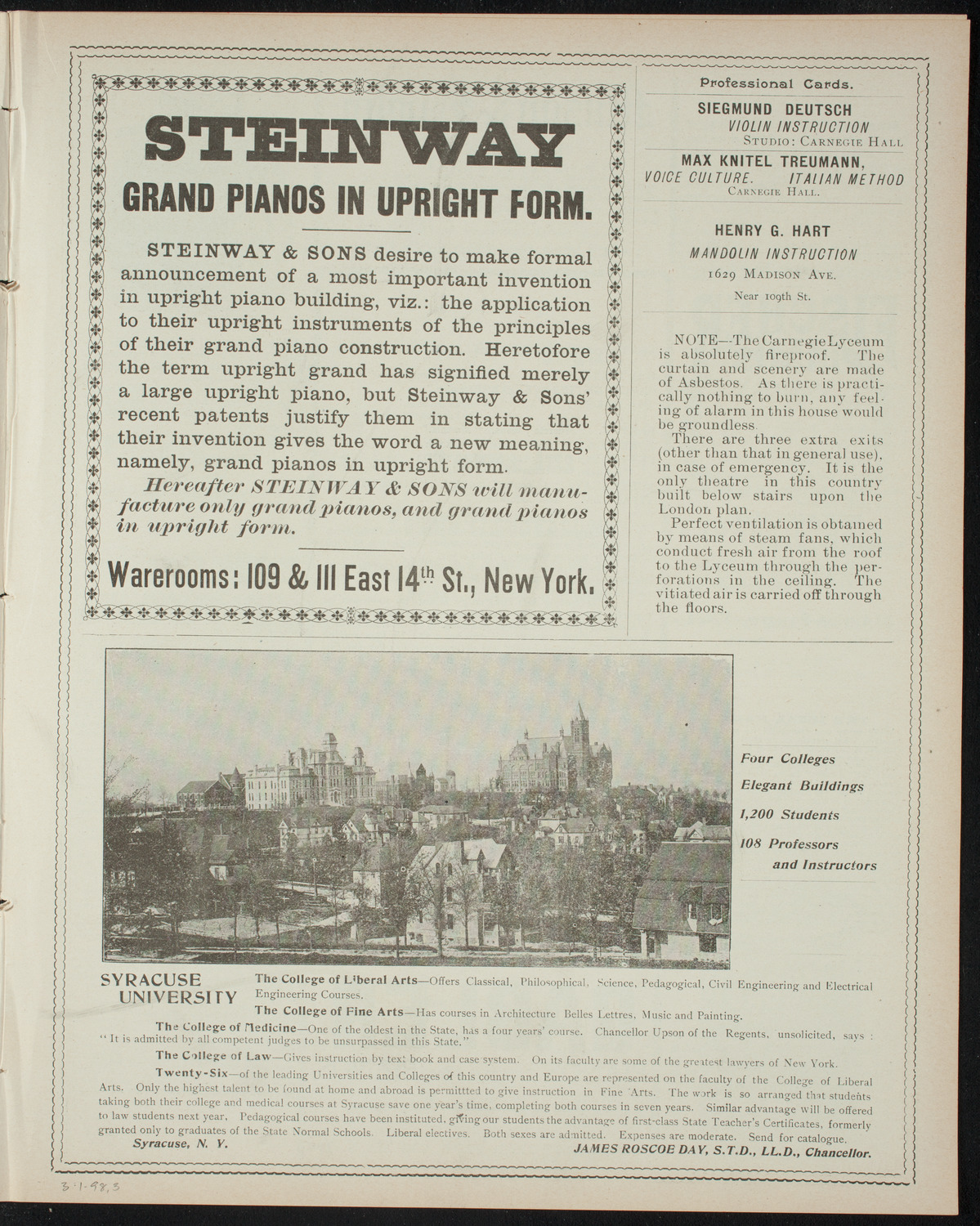 Comparative Literature Society Evening Conference, March 1, 1898, program page 5