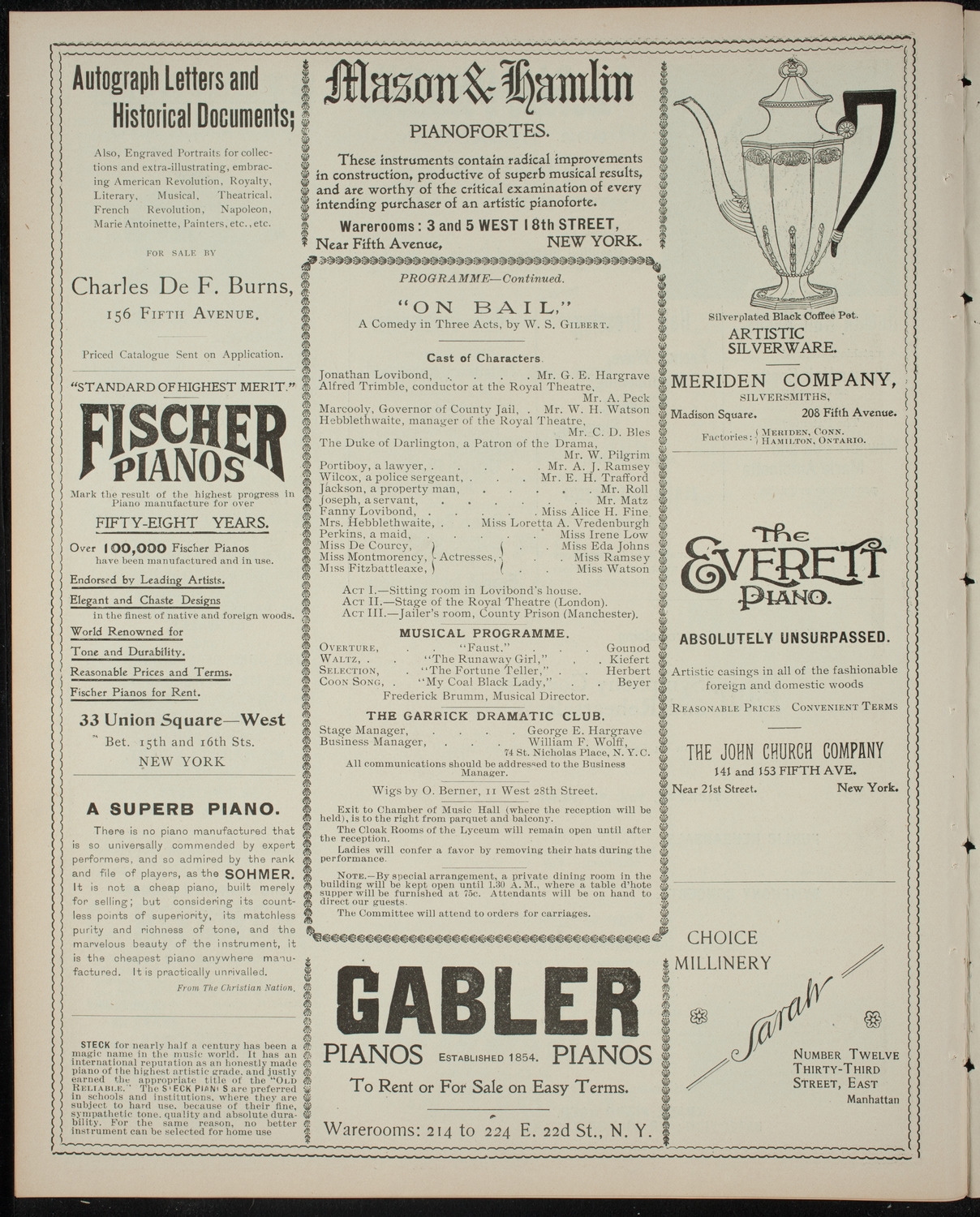 Garrick Dramatic Club, January 25, 1899, program page 6