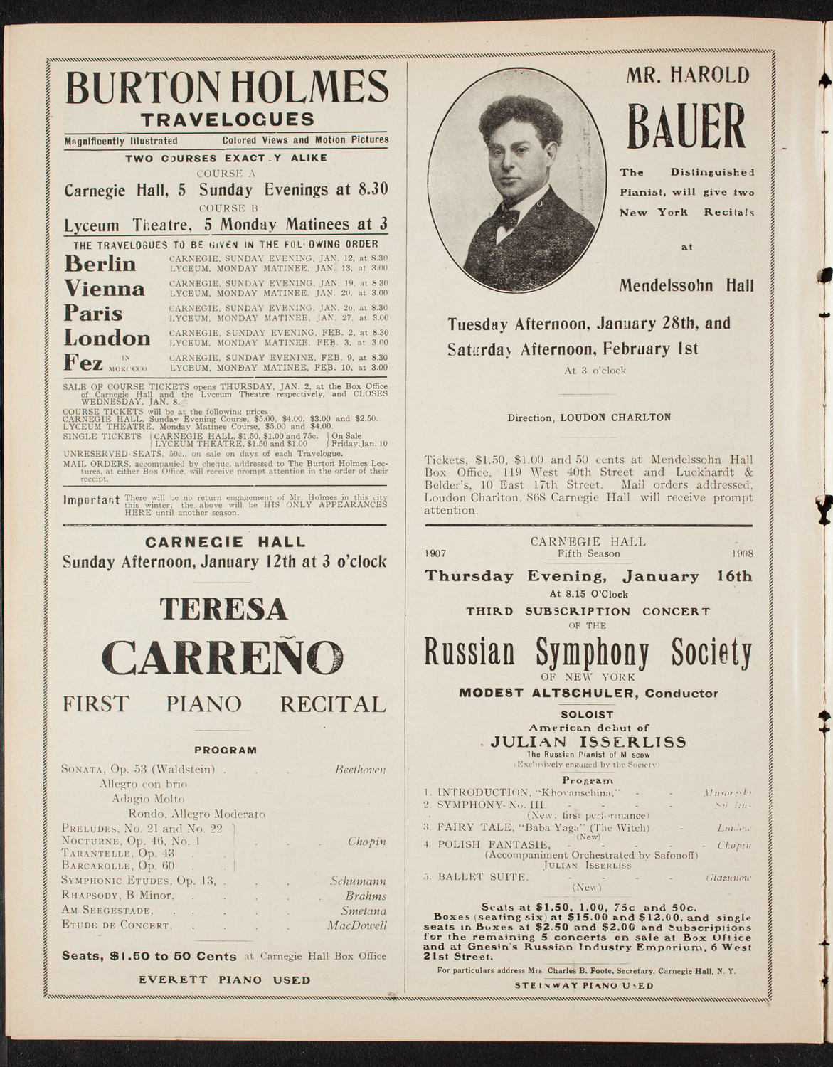 People's Symphony Concert, January 10, 1908, program page 10