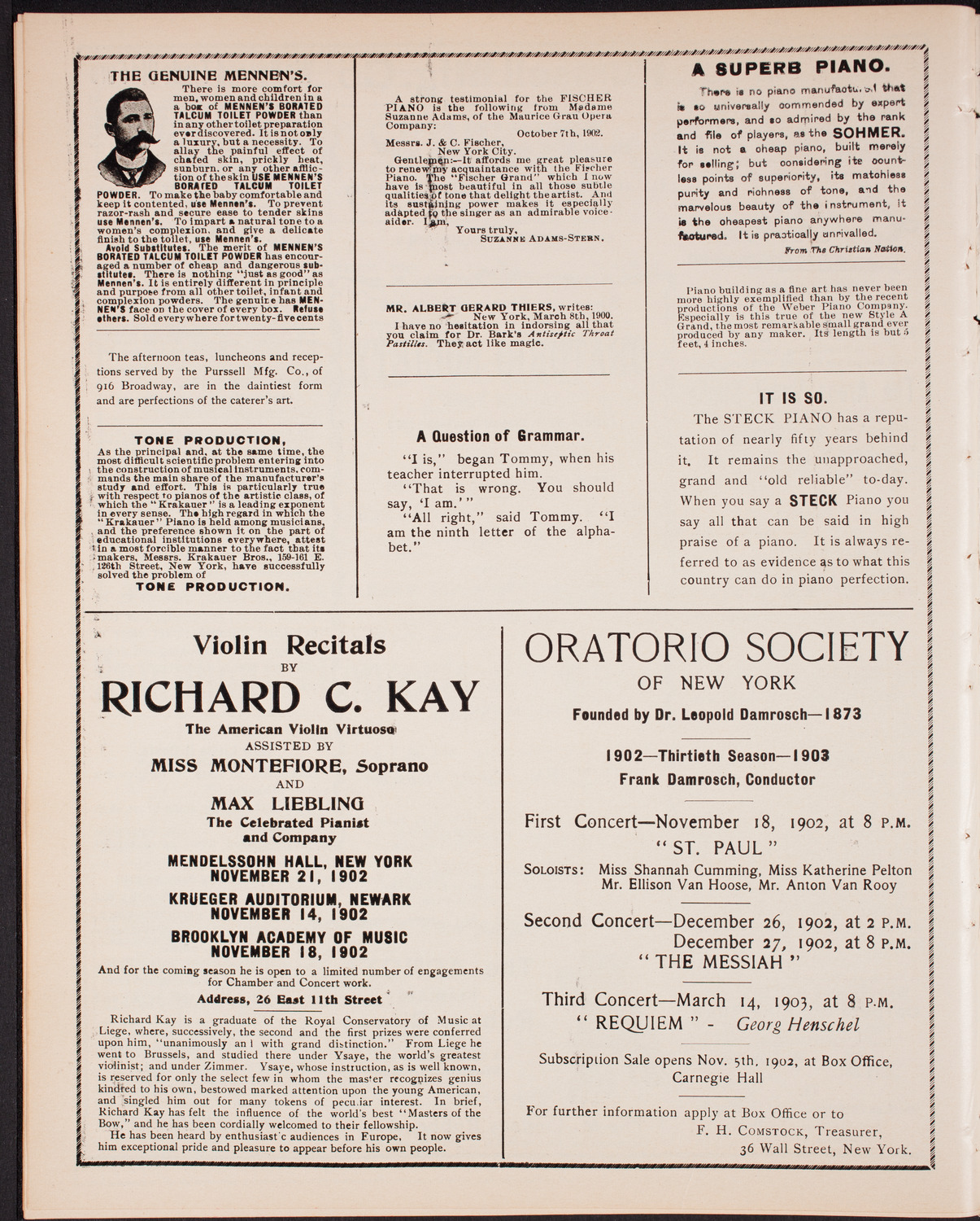New York Philharmonic, November 15, 1902, program page 10