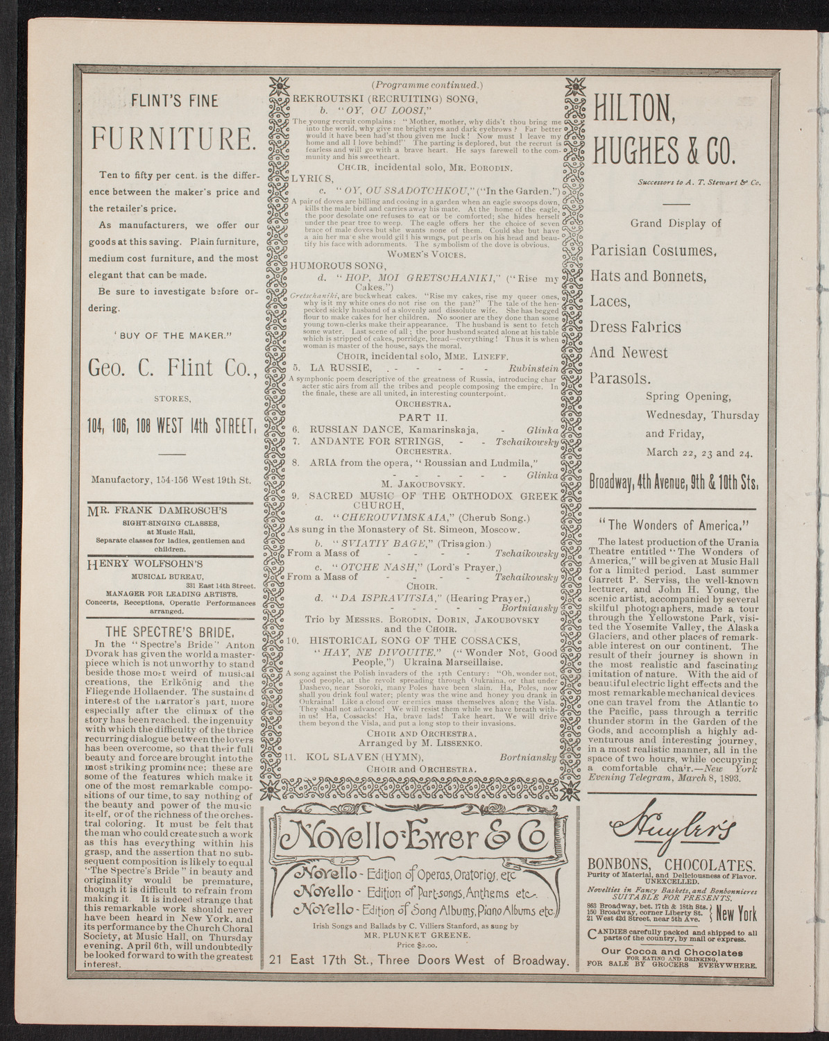 New York Symphony Orchestra and Madame Lineff's Russian Choir, March 26, 1893, program page 6