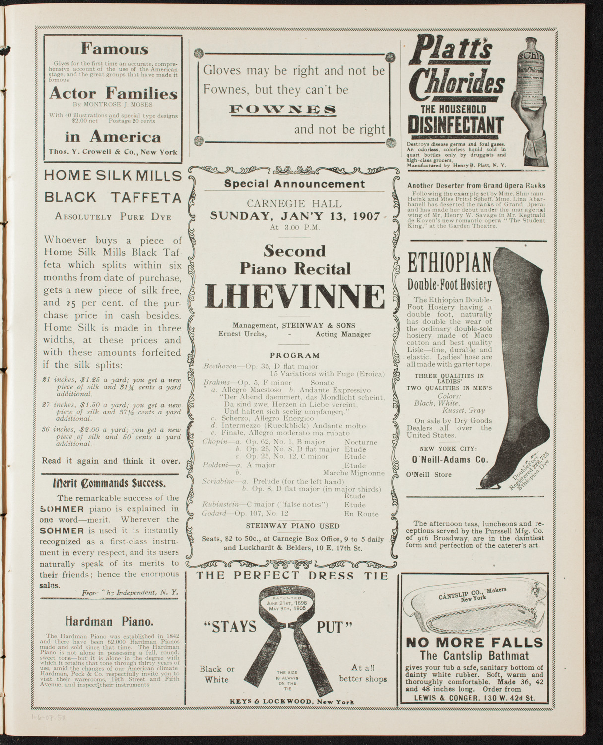 Mieczyslaw Horszowski, Piano, January 6, 1907, program page 9