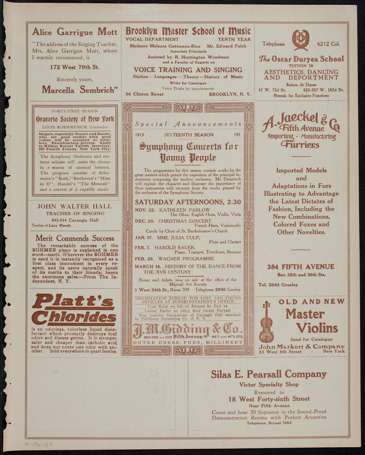 Verdi Centenary Festival, October 19, 1913, program page 9