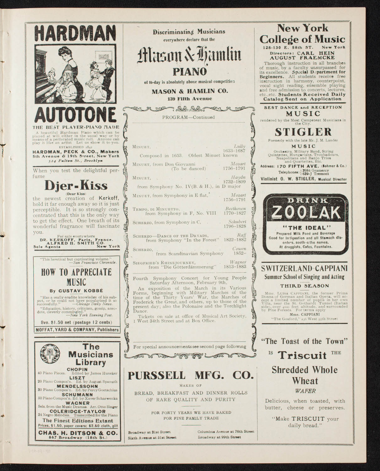 Symphony Concert for Young People, January 19, 1907, program page 7