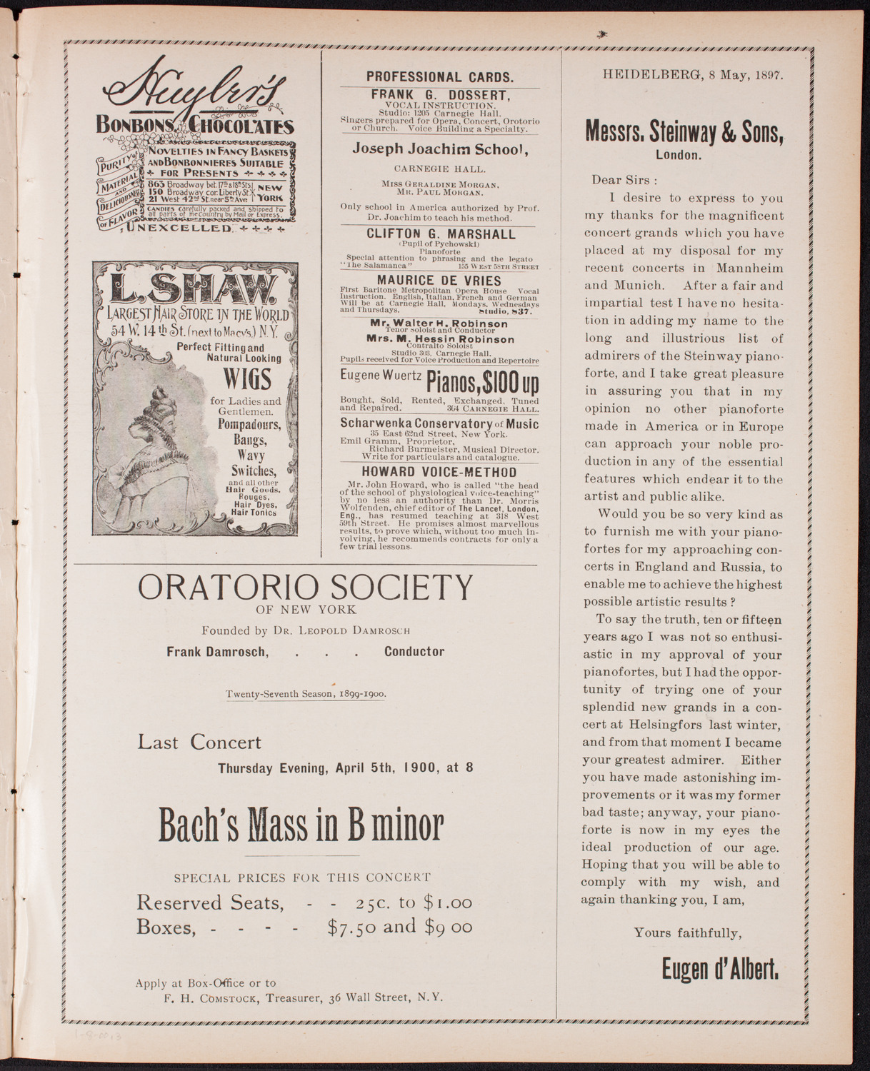 Memorial: Dwight L. Moody, January 8, 1900, program page 5