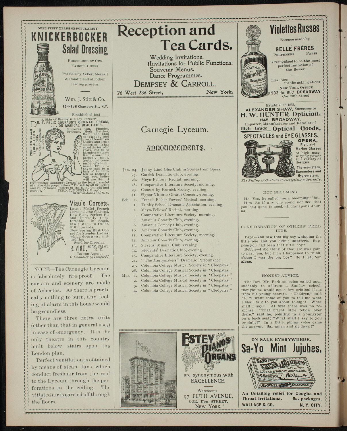 Reading: Ida Benfey, January 23, 1899, program page 2