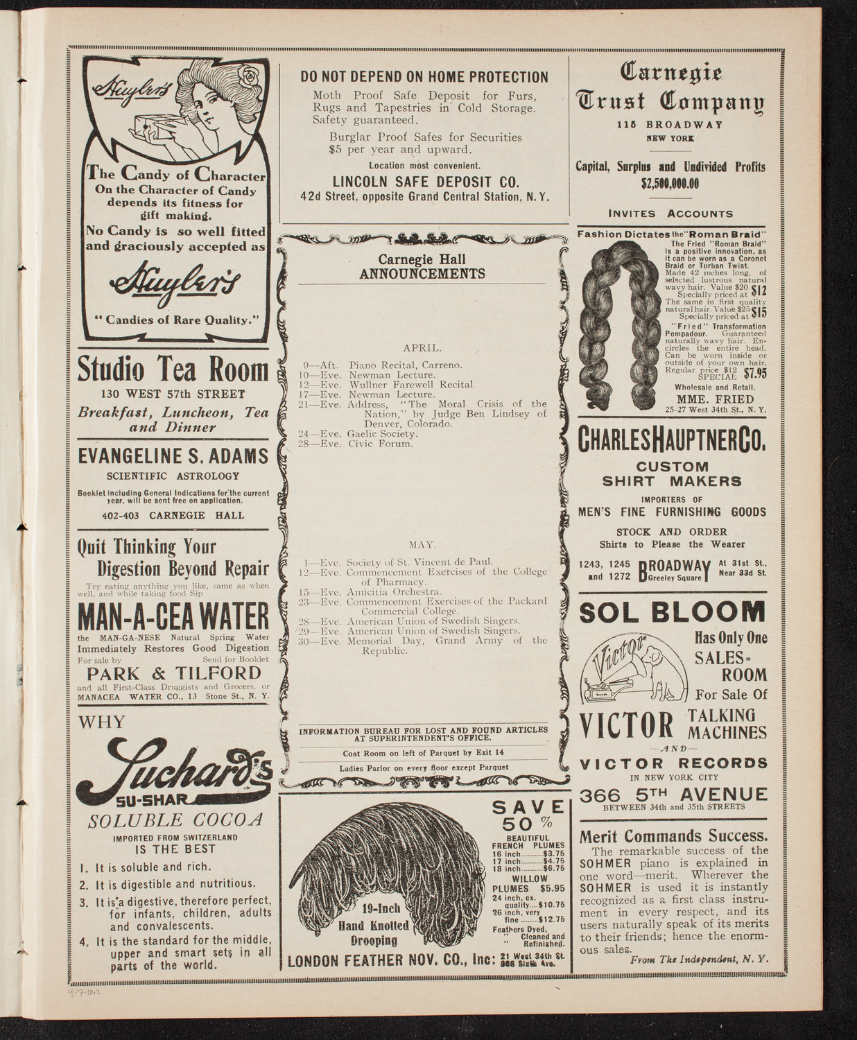New York Banks' Glee Club, April 7, 1910, program page 3