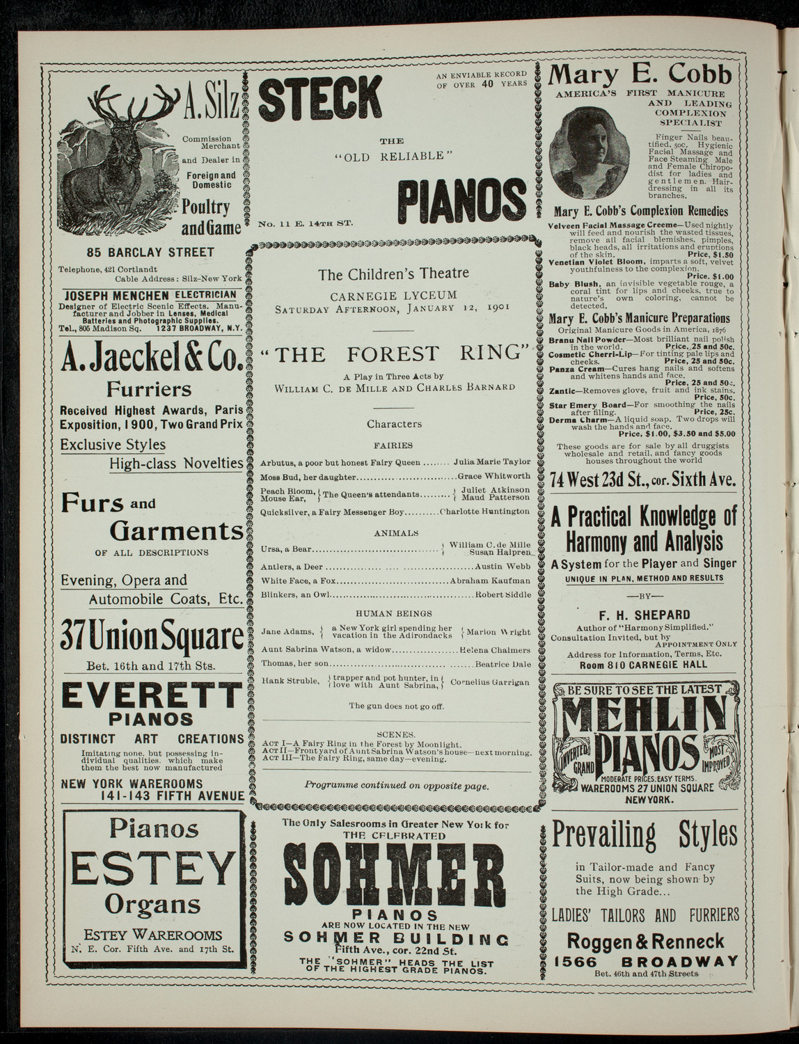 The Children's Theatre, January 12, 1901, program page 2