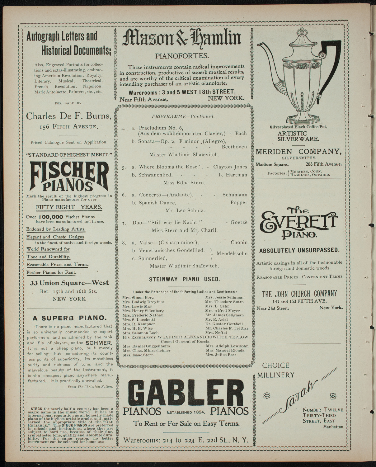 Vladimir Shaievitch and Others, March 9, 1899, program page 6