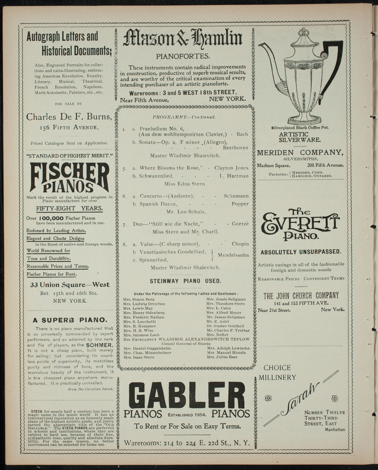 Vladimir Shaievitch and Others, March 9, 1899, program page 6