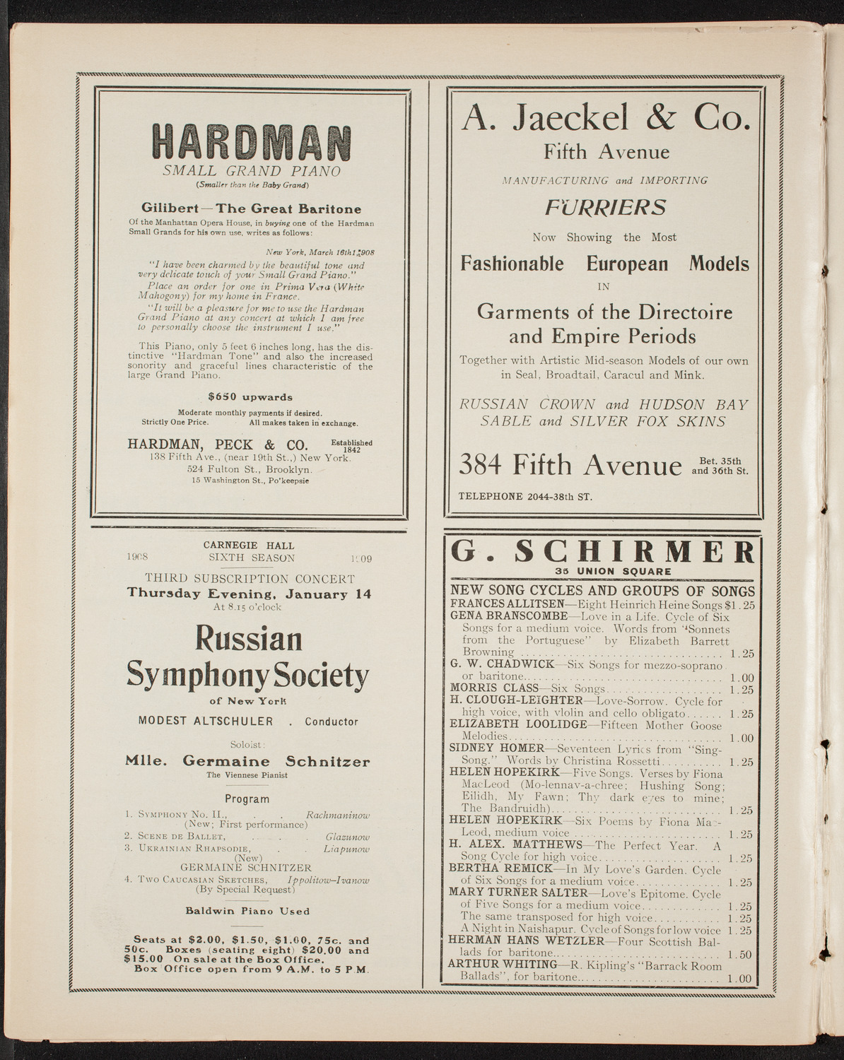 Oratorio Society of New York, December 26, 1908, program page 8