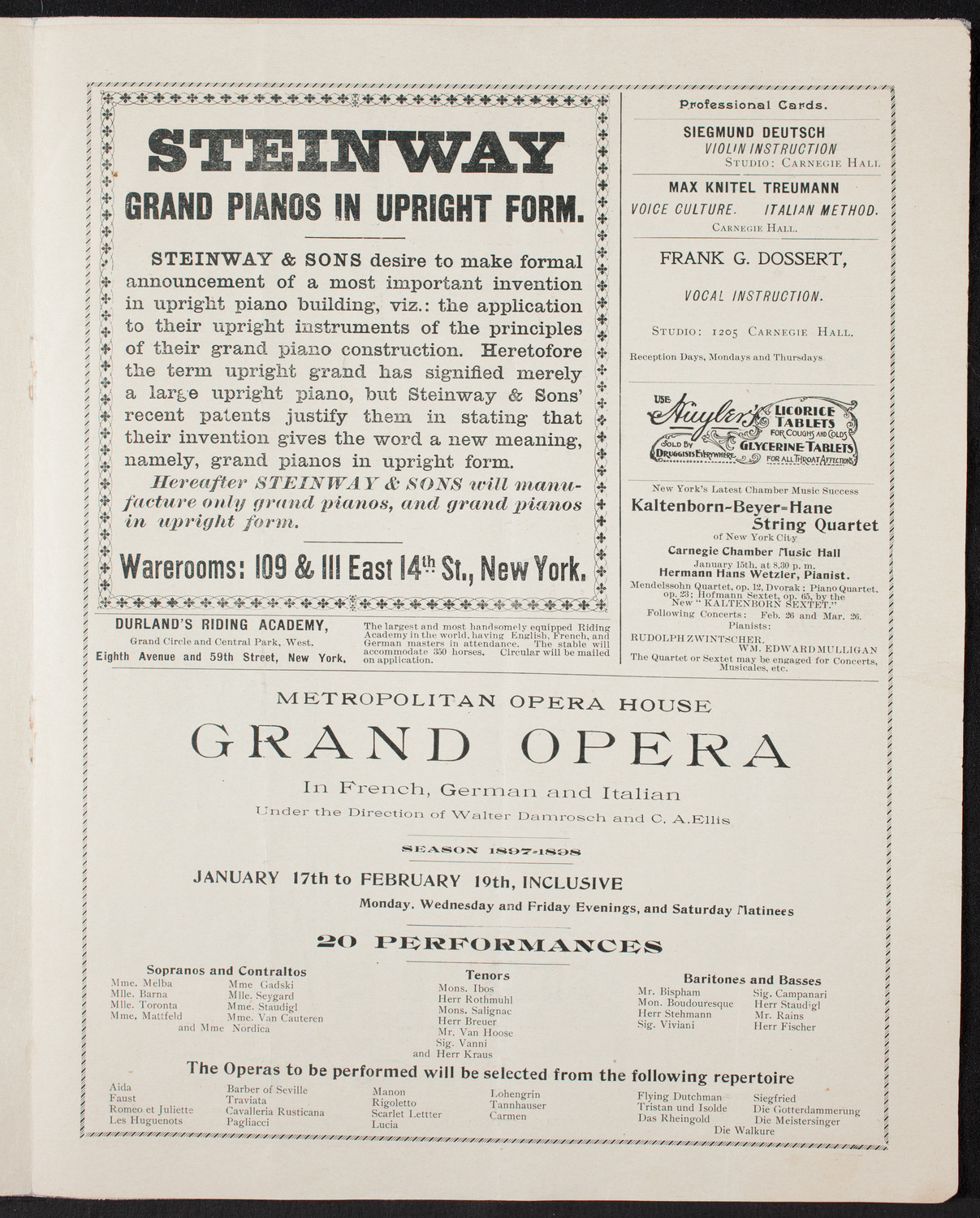 New York Philharmonic, January 7, 1898, program page 5