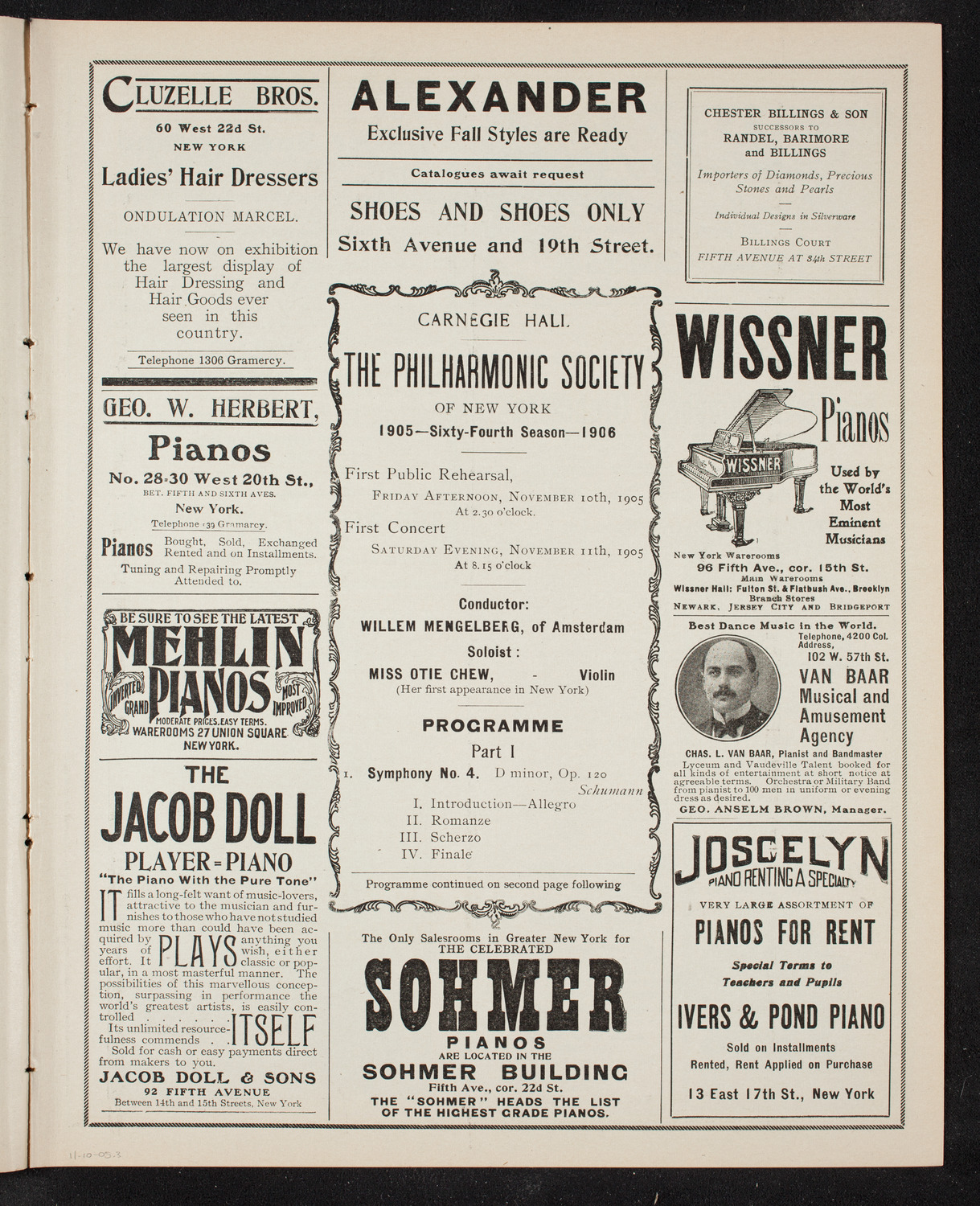 New York Philharmonic, November 10, 1905, program page 5