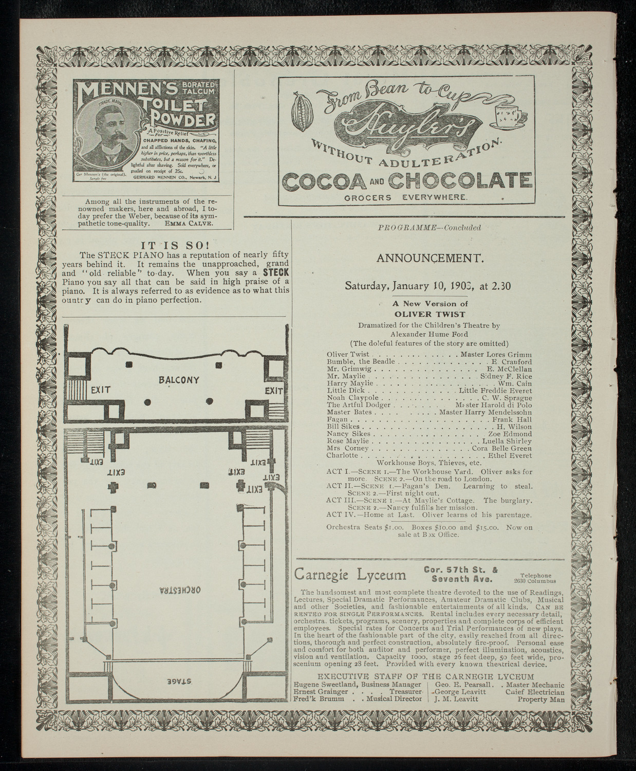 Benefit for the Hebrew Technical School for Girls by the Children's Theatre, January 1, 1903, program page 4