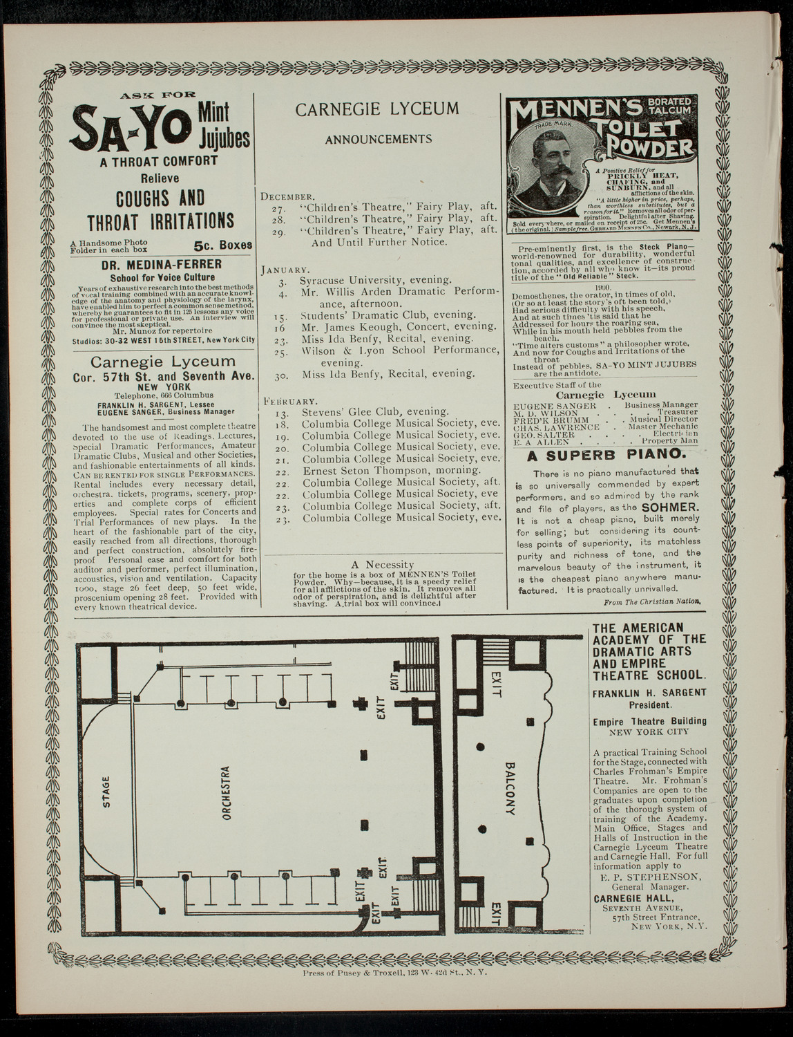 The Children's Theatre, December 26, 1900, program page 4