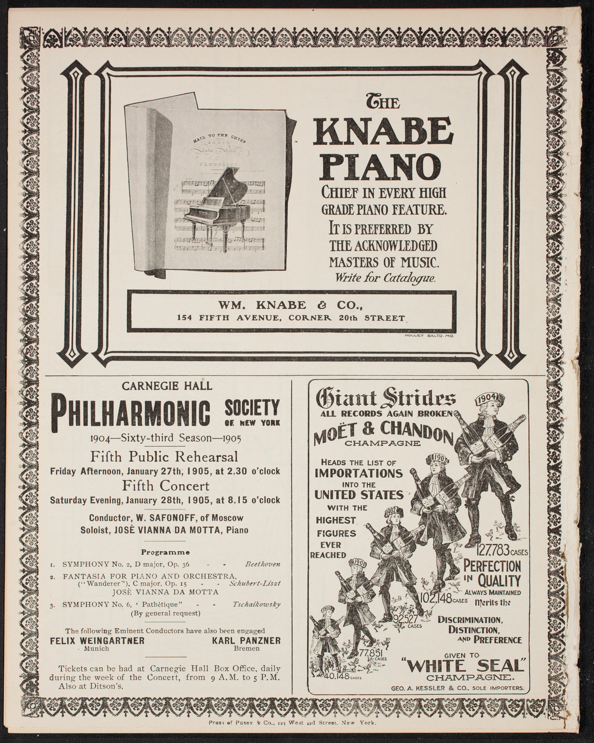 Eugène Ysaÿe and Eugen d'Albert with the New York Symphony Orchestra, January 24, 1905, program page 12