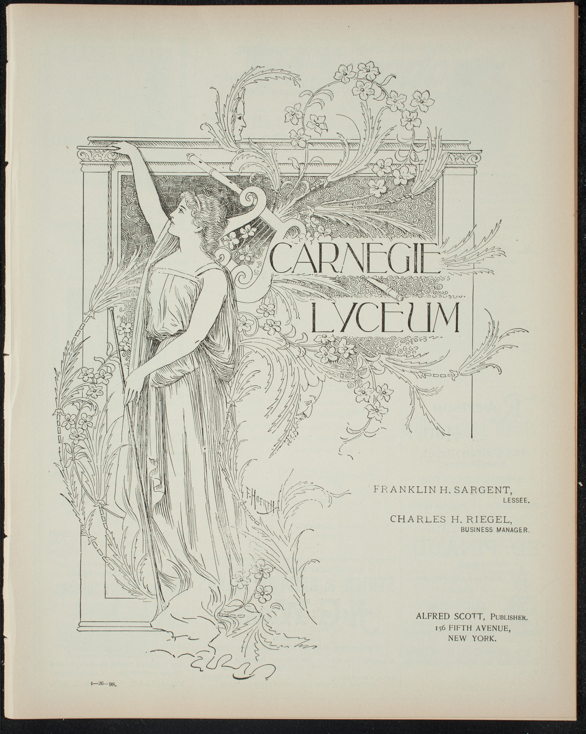 Students Dramatic Club, April 26, 1898, program page 1