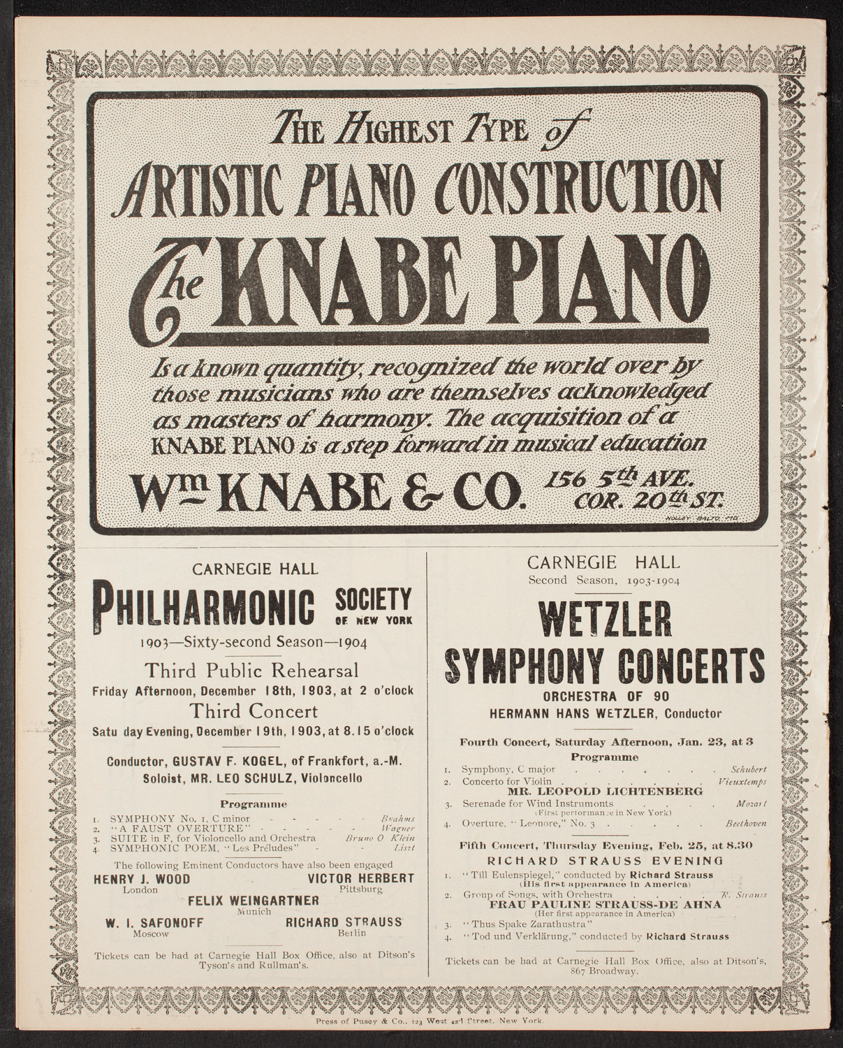 Musical Art Society of New York, December 17, 1903, program page 12