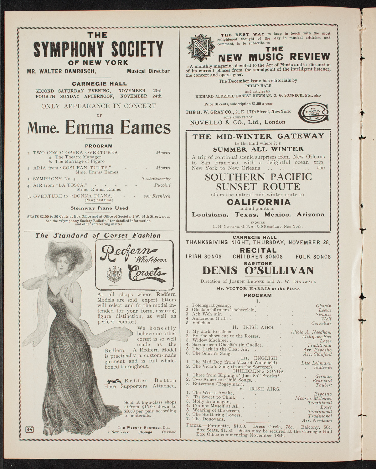 Ignacy Jan Paderewski, Piano, November 23, 1907, program page 2
