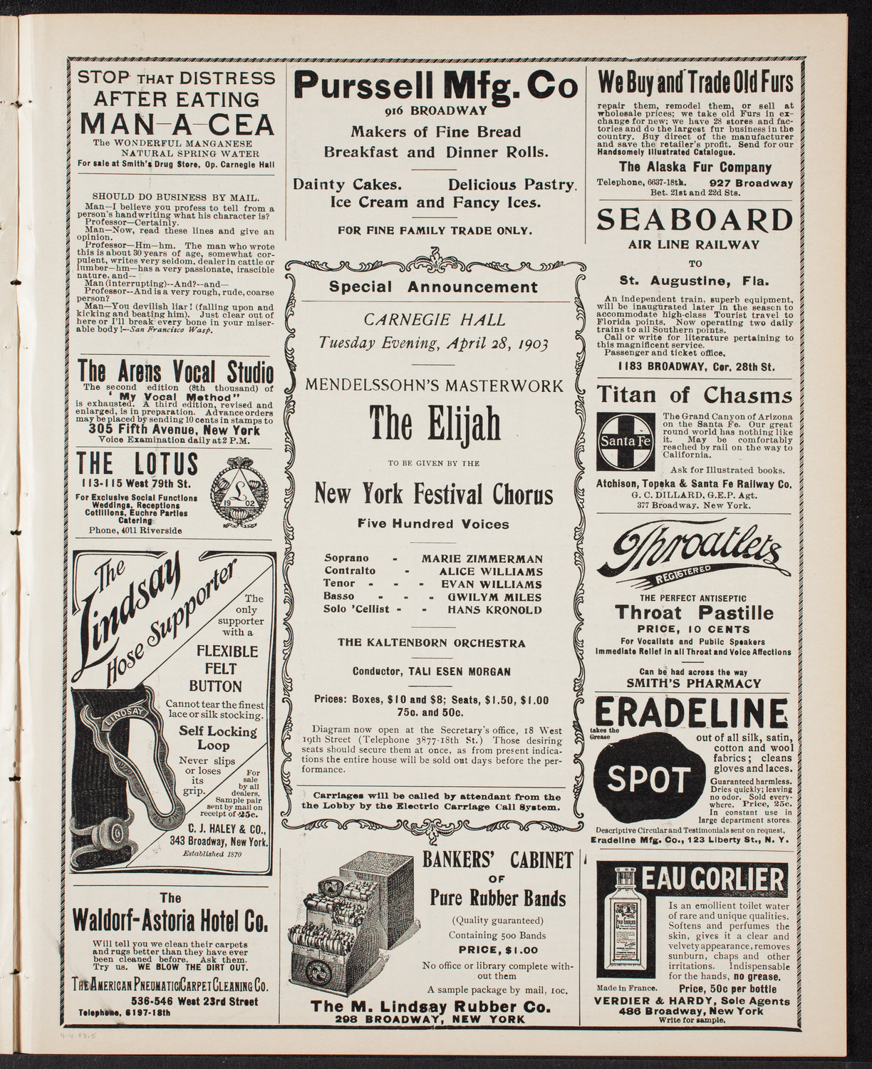 New York Philharmonic, April 4, 1903, program page 9