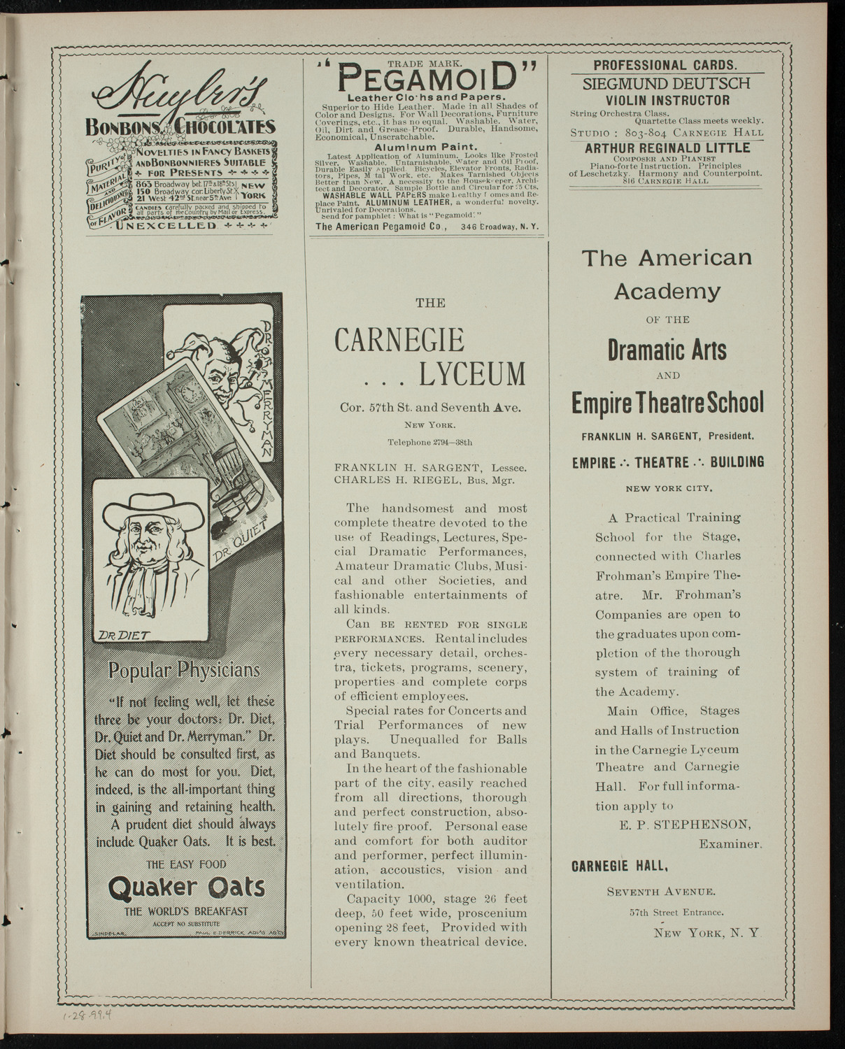 Comparative Literature Society Saturday Morning Conference, January 28, 1899, program page 7