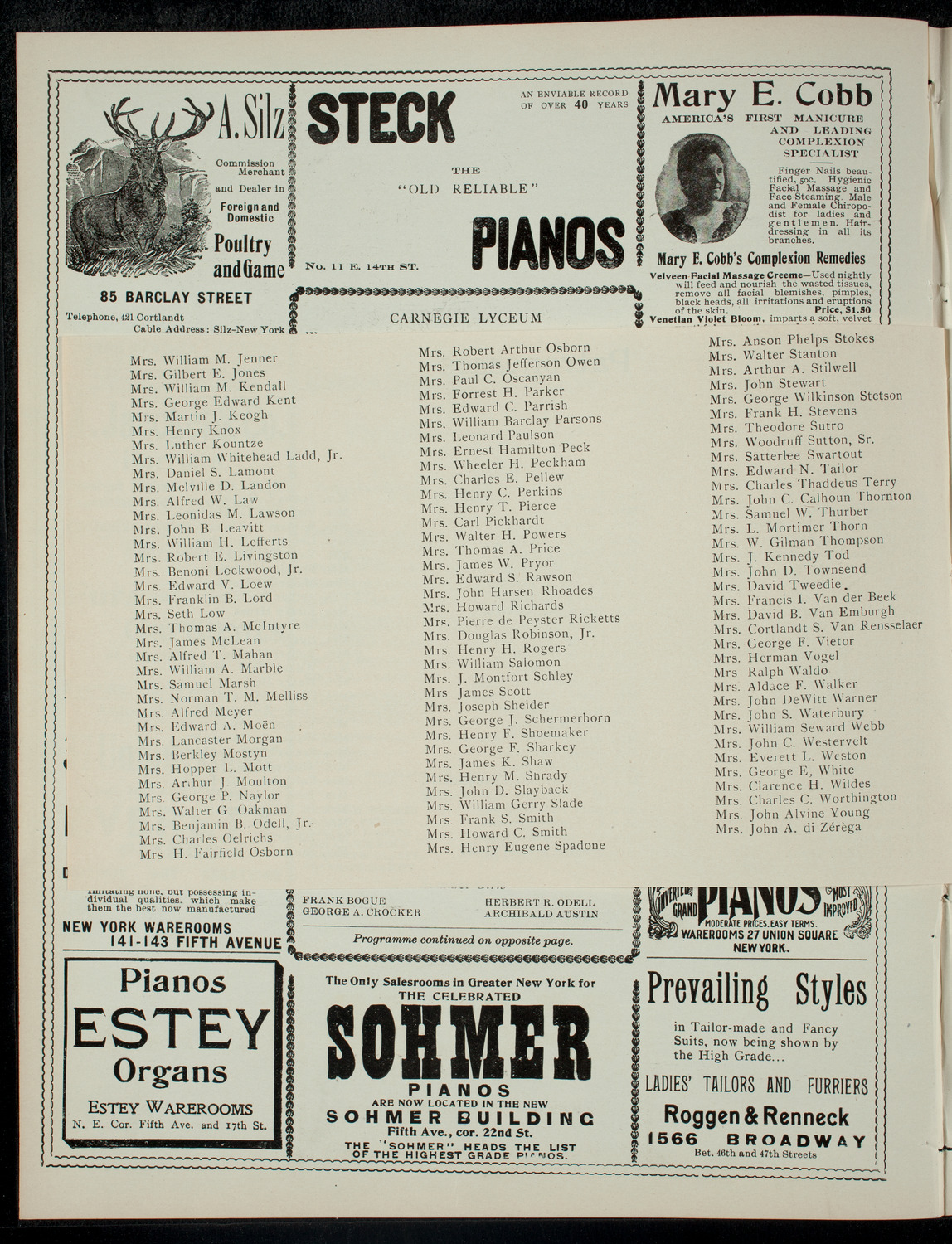 Columbia Sophomore Dramatic Society, December 19, 1900, program page 4